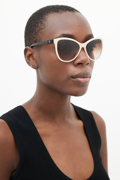 Chanel Cream 
Black 5281-Q Tapered Sunglasses