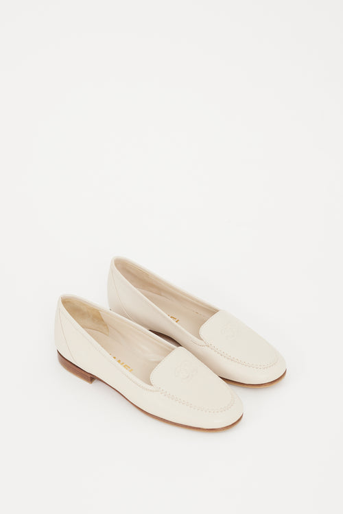 Chanel Cream CC Logo Loafer