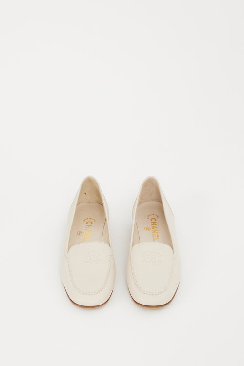 Chanel Cream CC Logo Loafer