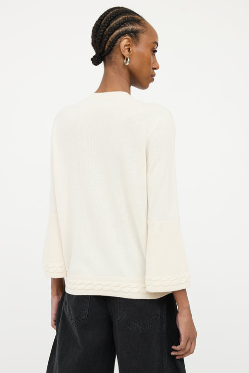 Chanel Cream Cashmere Button Detail Sweater