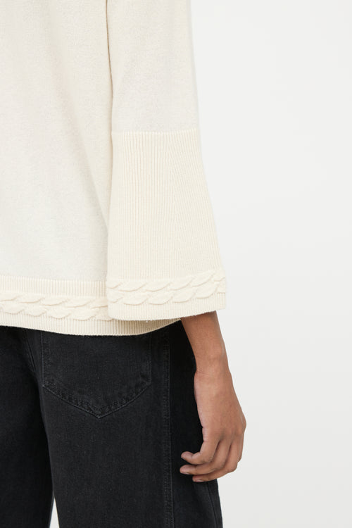 Chanel Cream Cashmere Button Detail Sweater