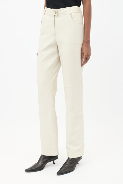 Chanel SS 2002 Cream Leather Straight Leg Trouser