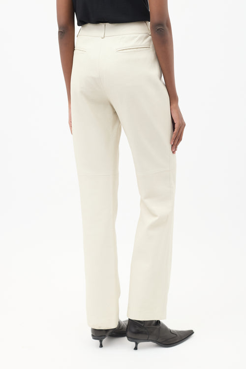 Chanel SS 2002 Cream Leather Straight Leg Trouser