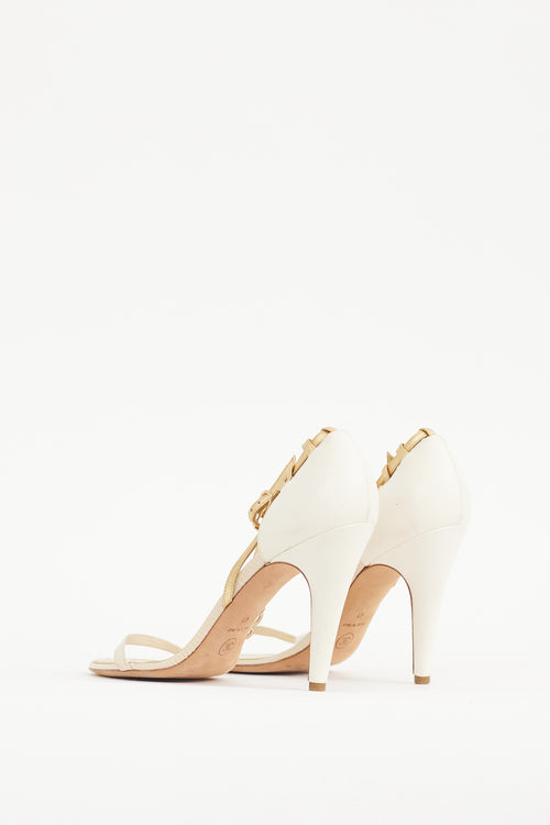 Chanel Cream 
Multicolour Jeweled Pearl Pendant Heel