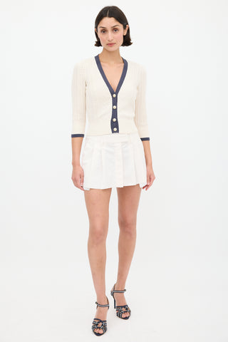 Chanel Cream 
Navy Cableknit Cardigan