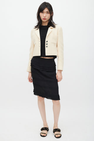 Chanel Cream Wool 
Silk Tweed Blazer