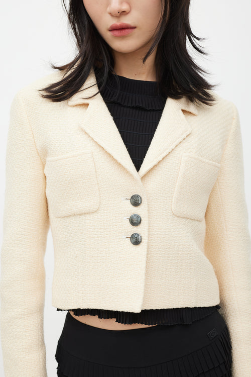 Chanel Cream Wool 
Silk Tweed Blazer