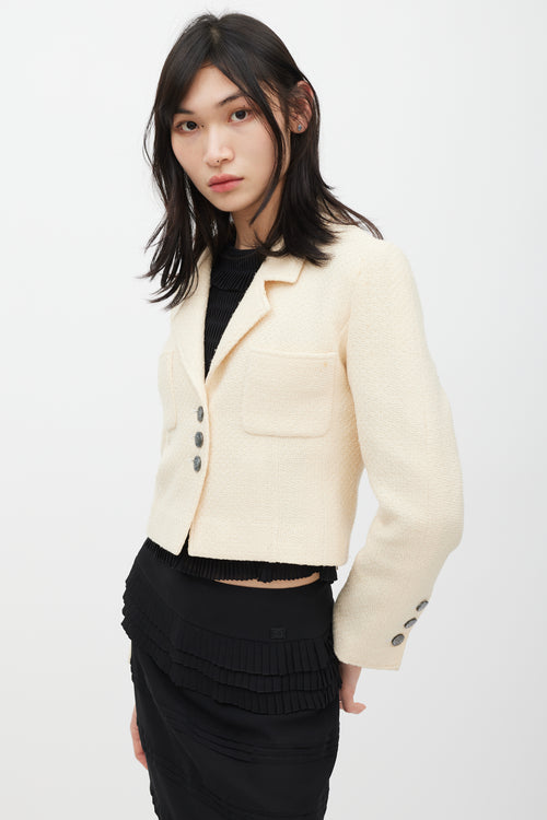 Chanel Cream Wool 
Silk Tweed Blazer