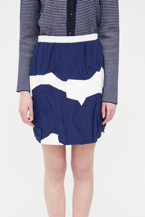 Spring 2014 Cream 
Blue Silk Blend Mini Skirt