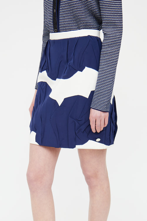 Spring 2014 Cream 
Blue Silk Blend Mini Skirt