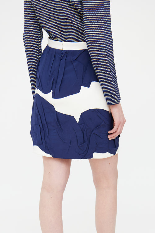 Spring 2014 Cream 
Blue Silk Blend Mini Skirt