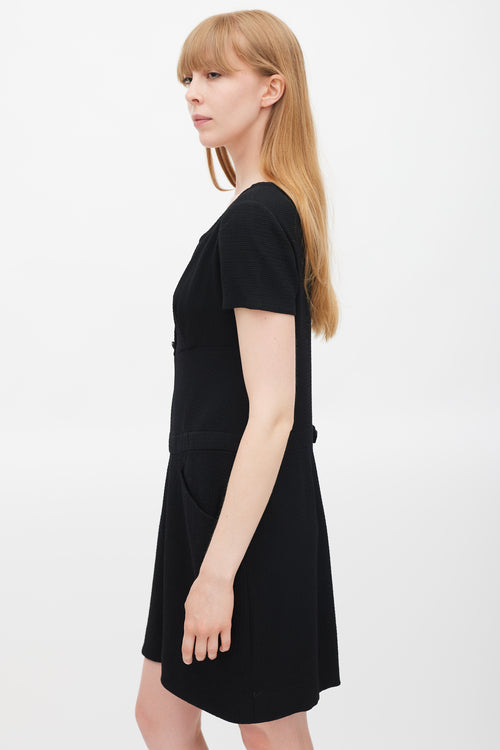 Chanel Cruise 1998 Black Wool CC Button Dress