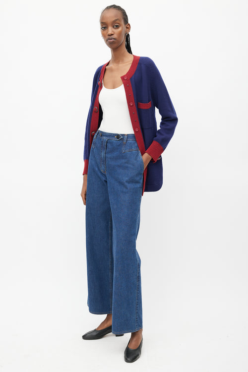 Chanel Cruise 1999 Blue Wide Leg Jeans