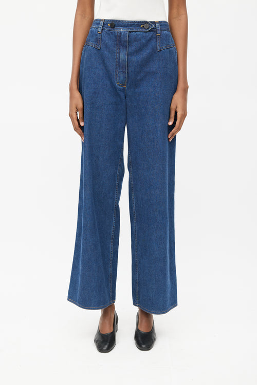 Chanel Cruise 1999 Blue Wide Leg Jeans