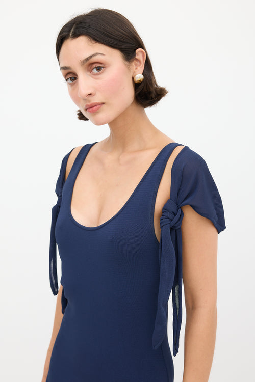 Chanel Cruise 2002 Navy Asymmetrical Shrug Dress