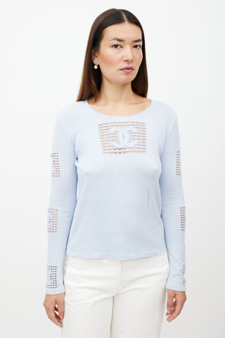 Chanel Cruise 2005 Blue Knit Logo Top