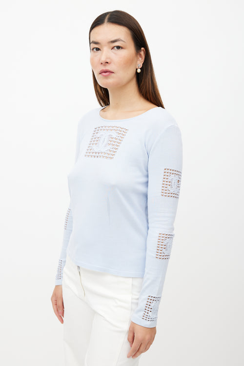 Chanel Cruise 2005 Blue Knit Logo Top