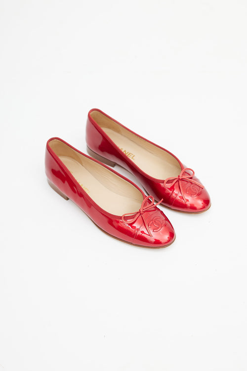 Chanel Cruise 2010 Red Patent Ballet Flat