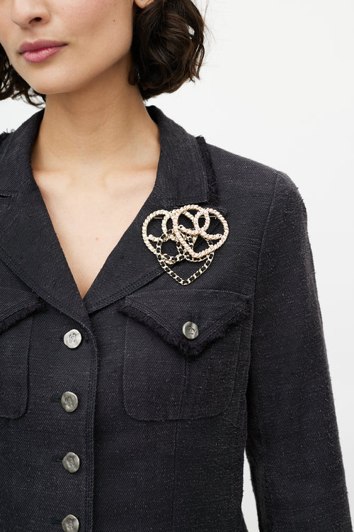 Chanel Cruise 2009 Gold 
Multi CC Chain Heart Brooch