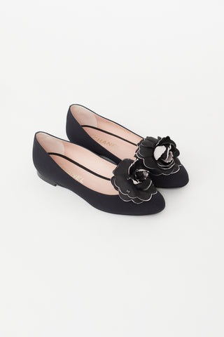 Chanel Cruise 2009 Black Satin Camellia Ballet Flat