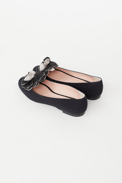 Chanel Cruise 2009 Black Satin Camellia Ballet Flat