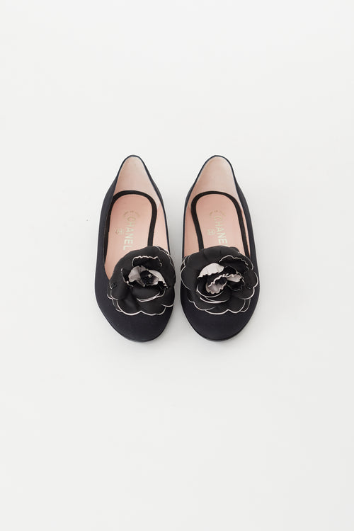 Chanel Cruise 2009 Black Satin Camellia Ballet Flat