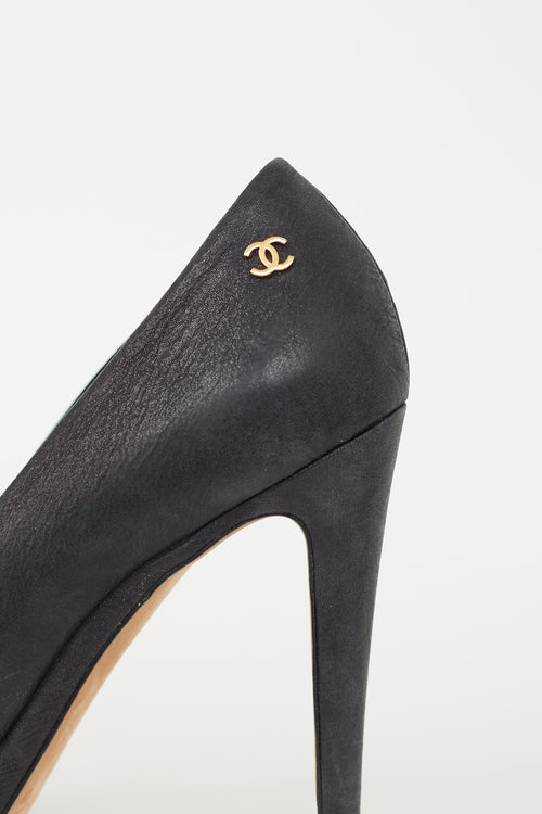 Chanel Cruise 2015 Black Sparkly Leather Heel