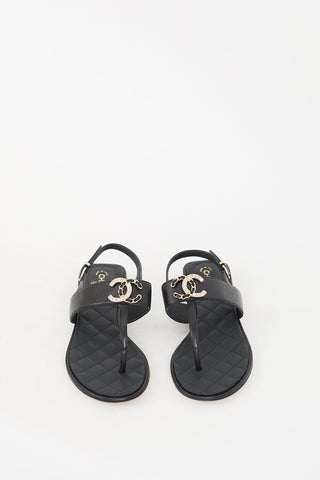 Chanel Cruise 2021 Black Embellished CC Sandal