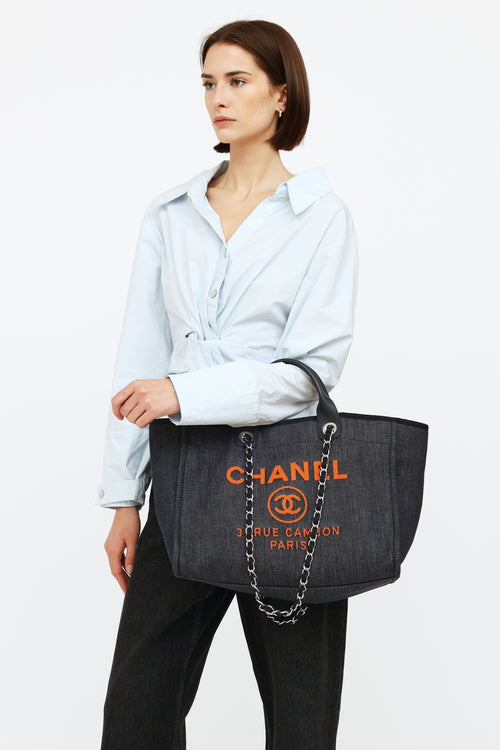 Chanel Denim 
Orange Deauville Tote Bag