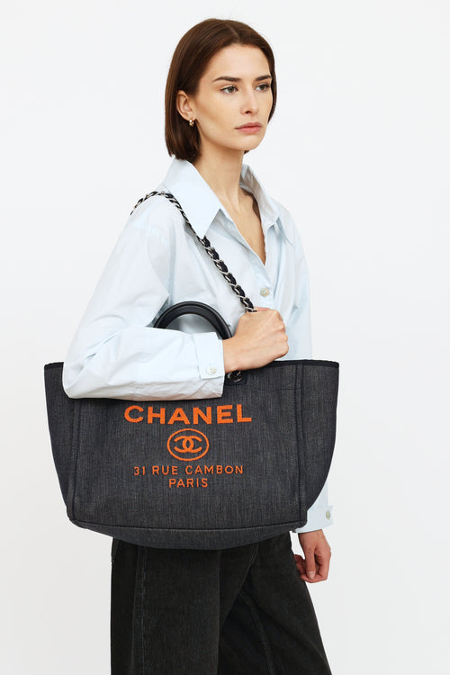 Chanel Denim 
Orange Deauville Tote Bag