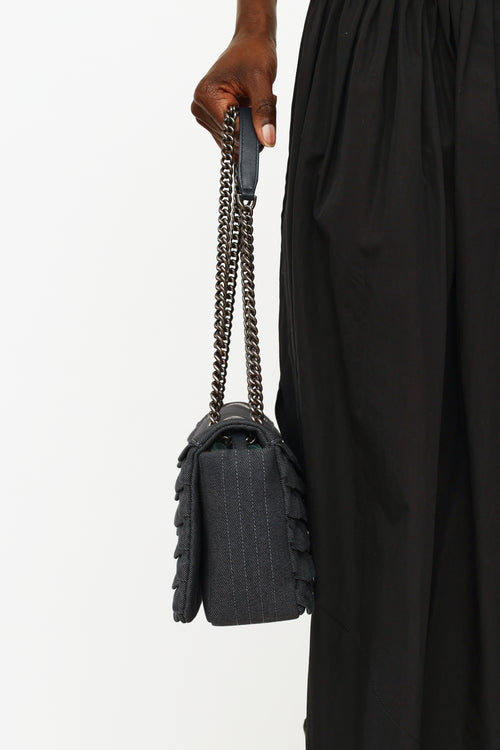 Chanel 2016 Denim Pleated Chain Flap Bag