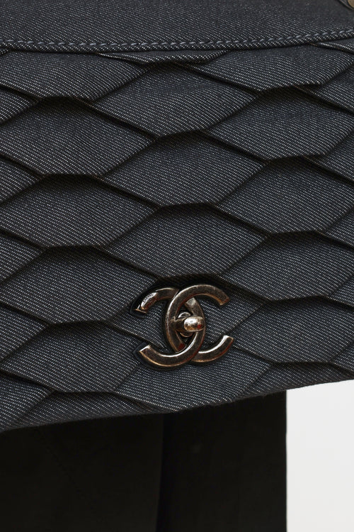 Chanel 2016 Denim Pleated Chain Flap Bag