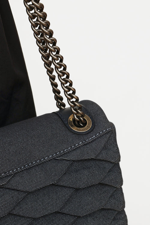 Chanel 2016 Denim Pleated Chain Flap Bag