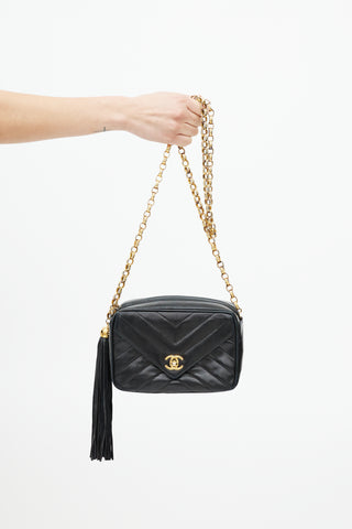 Chanel Early 1990s Black V Stitch Bijou Crossbody Bag