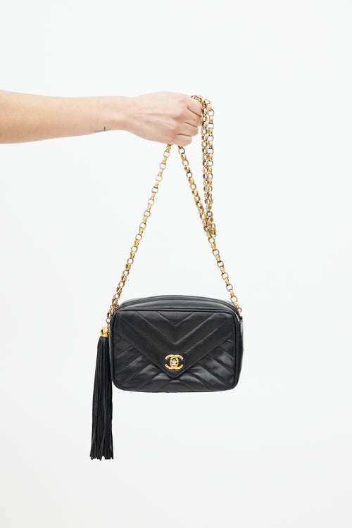 Chanel Early 1990s Black V Stitch Bijou Crossbody Bag