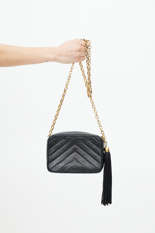 Chanel Early 1990s Black V Stitch Bijou Crossbody Bag