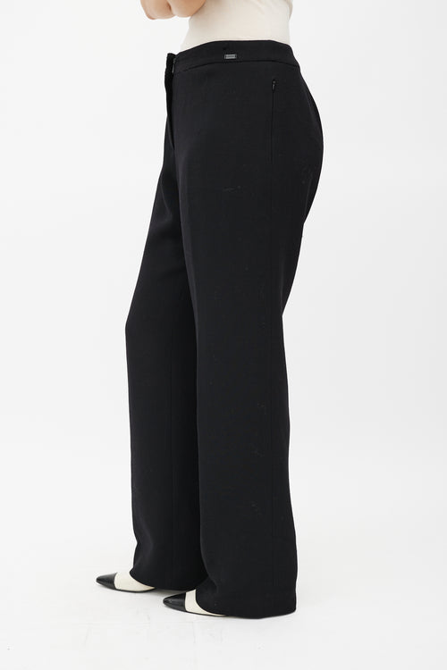 Chanel FW 1999 Black Wool Woven Trouser