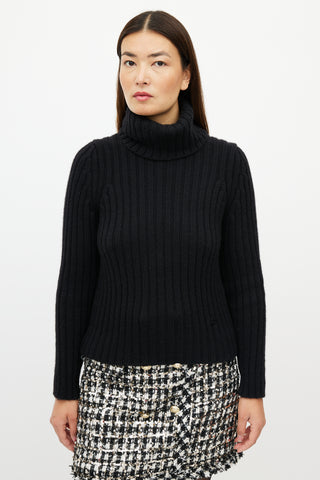 Chanel FW 2000 Black Cashmere Ribbed Turtleneck