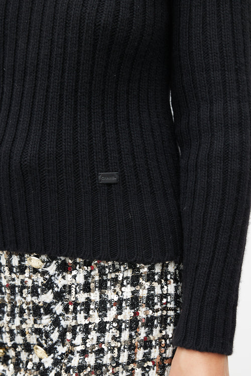 Chanel FW 2000 Black Cashmere Ribbed Turtleneck