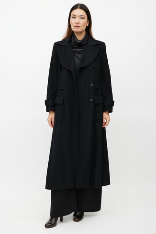 Chanel FW 2001 Black Cashmere Trench Coat