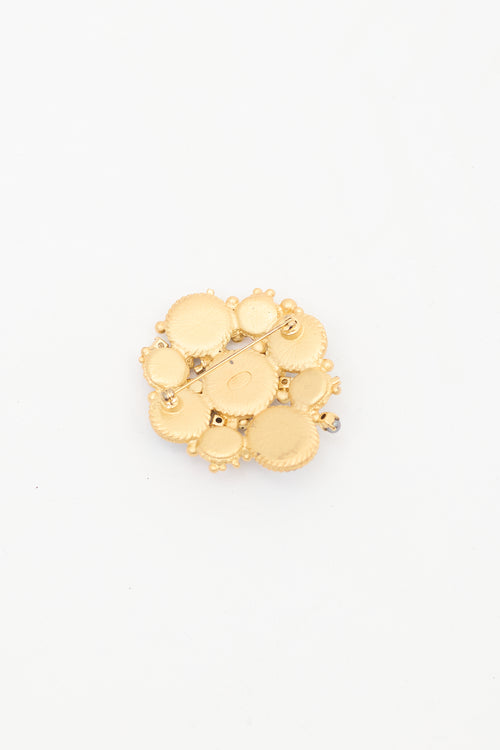 Chanel FW 2001 Gold 
Multi Stone Embellished CC Brooch