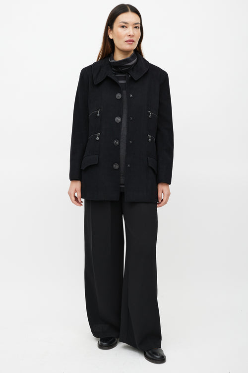 Chanel FW 2001 Black Cashmere Trench Coat