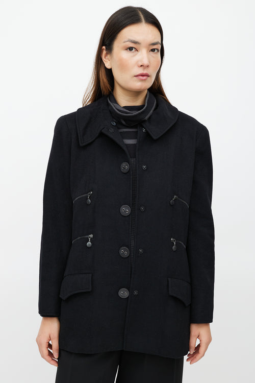 Chanel FW 2001 Black Cashmere Trench Coat