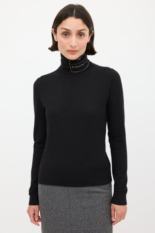 Chanel F/W 2004 Black 
Beige Cashmere Turtleneck