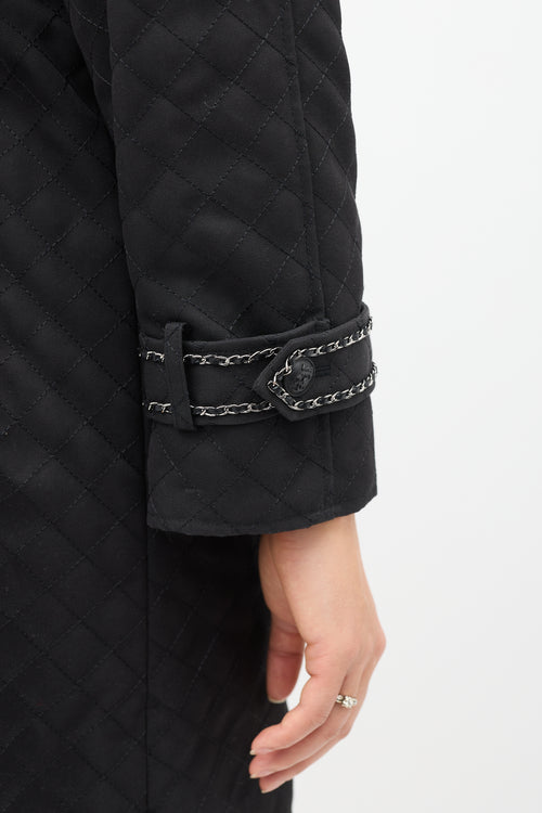 Chanel FW 2004 Black Quilted Stitch 
Chain Trench Coat