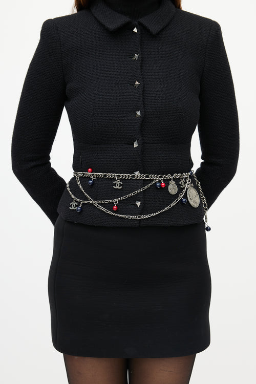 Chanel FW 2004 Gunmetal 
Multicolour Chainlink Beaded Belt