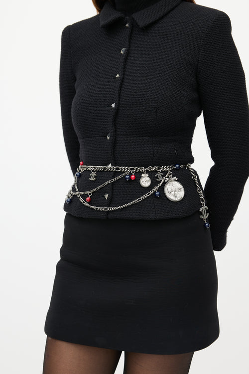 Chanel FW 2004 Gunmetal 
Multicolour Chainlink Beaded Belt