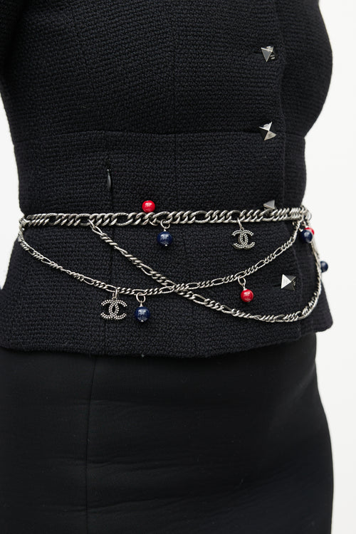 Chanel FW 2004 Gunmetal 
Multicolour Chainlink Beaded Belt