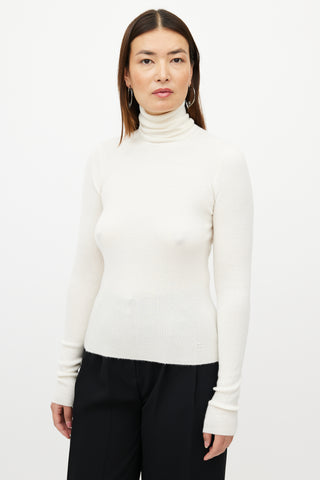 Chanel FW 2005 Cream Cashmere Ribbed Turtleneck