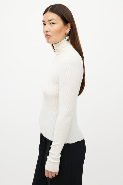 Chanel FW 2005 Cream Cashmere Ribbed Turtleneck